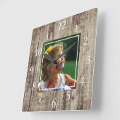 Rustikales Naturholz-Foto Quadratische Wanduhr (Winkel)