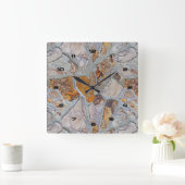 rustikales Natursteinmuster Print 2 Quadratische Wanduhr (Zuhause)