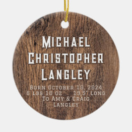 Rustikales Naturwald Land Geburtsdetails Urlaub Keramik Ornament