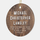 Rustikales Naturwald Land Geburtsdetails Urlaub Keramik Ornament (Links)