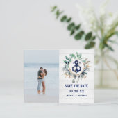 Rustikales Nautic Anchor Beach Foto Save the Date Einladungspostkarte (Stehend Vorderseite)