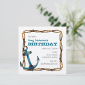 Rustikales Nautic Anchor Party Einladung (Stehend Vorderseite)