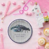 Rustikales Nautic Navy Hummer Küste Grau Holz Pappteller (Party)