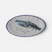 Rustikales Nautic Navy Hummer Küste Grau Holz Pappteller (Schrägansicht)