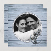 Rustikales Nautical Anchor Wood Foto Save the Date (Vorne/Hinten)