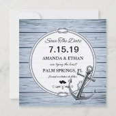 Rustikales Nautical Anchor Wood Foto Save the Date (Rückseite)
