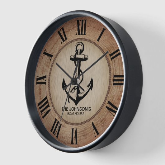 Rustikales Nautikholz und Anker Uhr (Winkel)