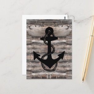 Rustikales nautisches + ANCHOR ROPE Postkarte