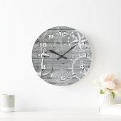 Rustikales nautisches Leben ist besser am Strand Große Wanduhr (Zuhause)