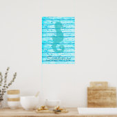 Rustikales nautisches Seepferd auf gewittertem Hol Poster (Küche)