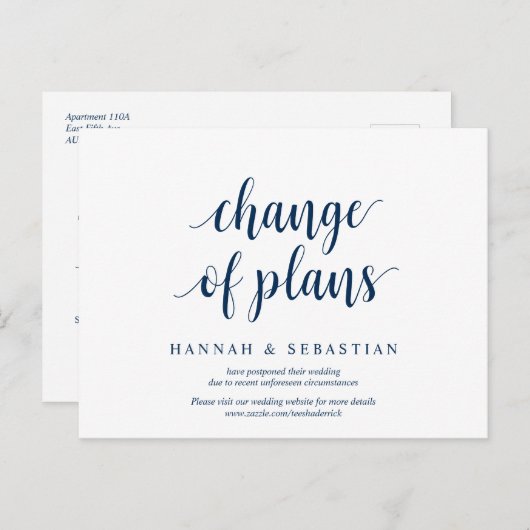 Rustikales Navy Blau, Änderung der Pläne, verschob Postkarte (Vorne/Hinten)