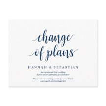 Rustikales Navy Blau, Änderung der Pläne, verschob