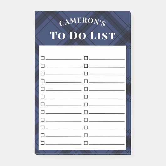 Rustikales Navy Blau Kariert zu führen Post-it Klebezettel (Vorderseite)