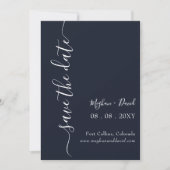 Rustikales Navy Blue Elegant Modernes Save the Dat Date (Vorderseite)