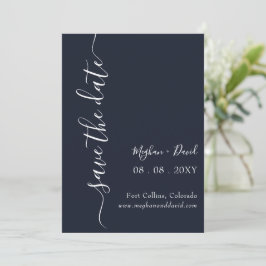 Rustikales Navy Blue Elegant Modernes Save the Dat Date