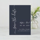 Rustikales Navy Blue Elegant Modernes Save the Dat Save The Date (Stehend Vorderseite)
