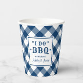 Rustikales Navy Blue I Do GRILLEN Custom Wedgram Pappbecher (Vorderseite)