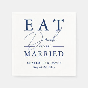 Rustikales Navy Blue isst Drink und sei Verheirate Serviette