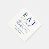Rustikales Navy Blue isst Drink und sei Verheirate Serviette (Ecke)