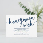 Rustikales Navy Blue Script, Hochzeitshoneymoon Wi Begleitkarte (Stehend Vorderseite)