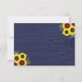 Rustikales Navy Blue Sunflower Lavender Wedding RS RSVP Karte (Rückseite)