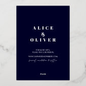 Rustikales Navy Blue Trees Mountain Save the Date Folieneinladung (Rückseite)