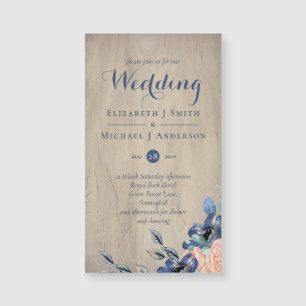 Rustikales Navy Blue und Orange Wedland Woodland Magnetkarte