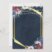 Rustikales Navy Blue Wood String Light Brautparty Einladung (Rückseite)