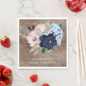 Rustikales Navy & Blush Blumenduschpapier Napkins Serviette (Beispiel)
