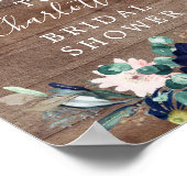 Rustikales Navy & Blush Brautparty Begrüßungszeich Poster (Ecke)