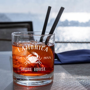 Rustikales Navy Crab Personalisiert Shore House Whiskyglas