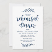 Rustikales Navy Farm Blue, Hochzeit Probe Dinner Einladung (Vorderseite)