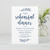 Rustikales Navy Farm Blue, Hochzeit Probe Dinner Einladung (Stehend Vorderseite)