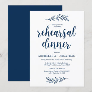 Rustikales Navy Farm Blue, Hochzeit Probe Dinner Einladung