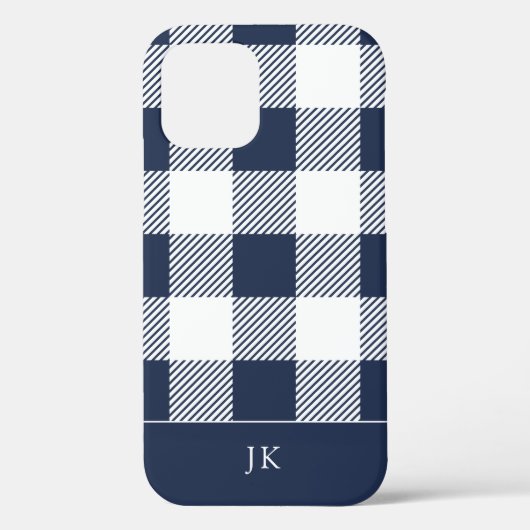 Rustikales Navy Kariertes Muster Monogramm Case-Mate iPhone Hülle (Rückseite)