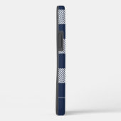Rustikales Navy Kariertes Muster Monogramm Case-Mate iPhone Hülle (Rückseite / Rechts)