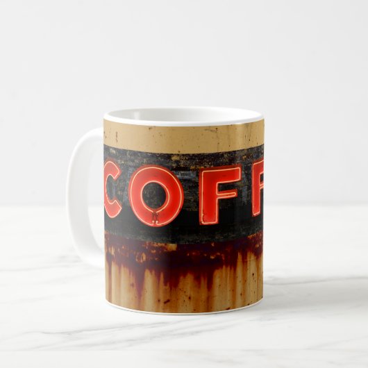 Rustikales Neon-Coffeeschild Kaffeetasse (Vorderseite Links)