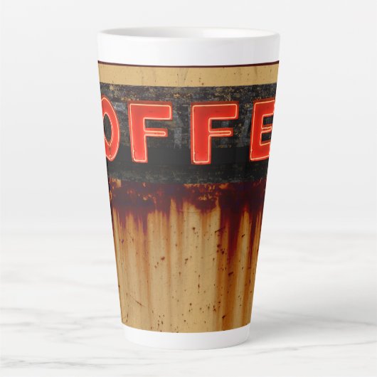 Rustikales Neon-Coffeeschild Milchtasse (Vorderseite)