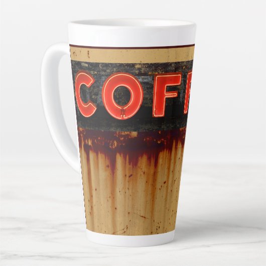 Rustikales Neonkaffee-Zeichen Milchtasse (Linke Ecke)