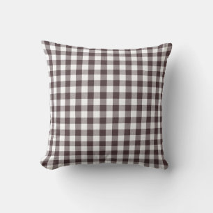 Rustikales Neutral Braun Weiß Gingham Büffel Karo Kissen