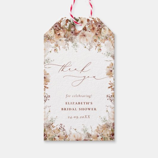 Rustikales neutrales Boho-Brautparty Geschenkanhänger (Vorderseite)