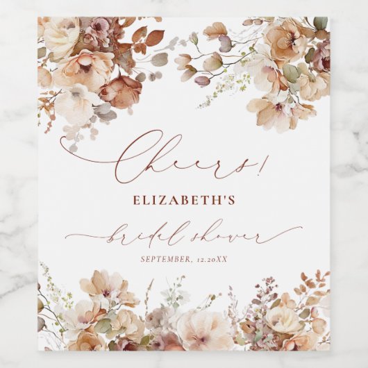 Rustikales neutrales Boho-Brautparty Weinetikett (Einzelnes Label)