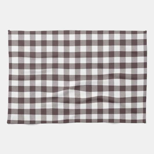 Rustikales neutrales Brown White Gingham Buffalo K Geschirrtuch (Horizontal)