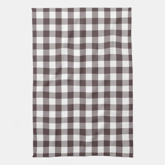 Rustikales neutrales Brown White Gingham Buffalo K Geschirrtuch (Vertikal)