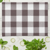 Rustikales neutrales Brown White Gingham Buffalo K Geschirrtuch (Gefaltet)
