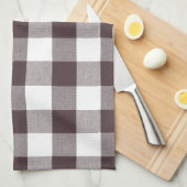 Rustikales neutrales Brown White Gingham Buffalo K Geschirrtuch (Viertel Falte)