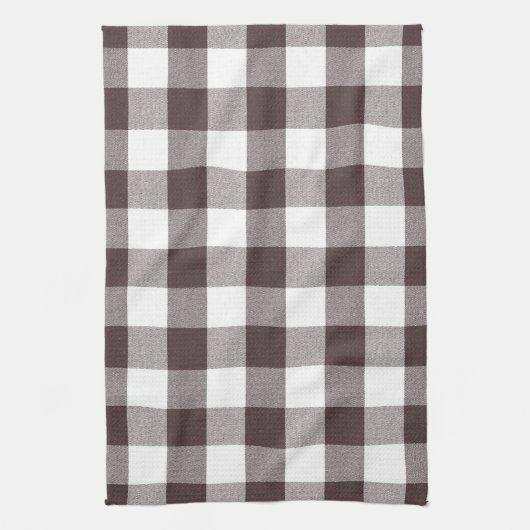 Rustikales neutrales Brown White Gingham Buffalo K Geschirrtuch (Vertikal)