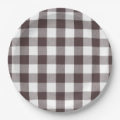 Rustikales neutrales Brown White Gingham Buffalo K Pappteller (Vorderseite)