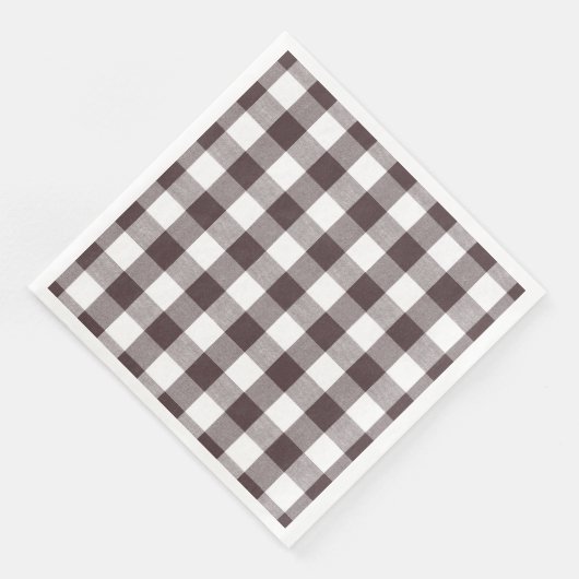 Rustikales neutrales Brown White Gingham Buffalo K Serviette (Ecke)