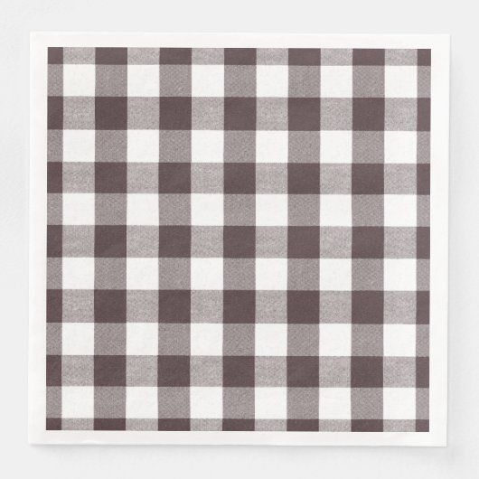 Rustikales neutrales Brown White Gingham Buffalo K Serviette (Vorderseite)
